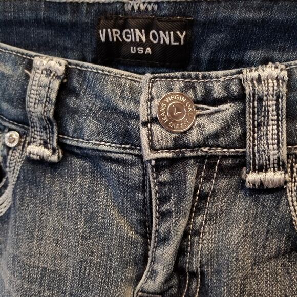 Virgin Only Distressed Blue Jeans Low Rise Size 3 - Picture 14 of 16